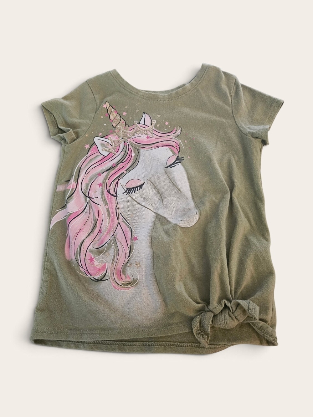 Garanimals Olive Green Unicorn Tee with Pink Mane